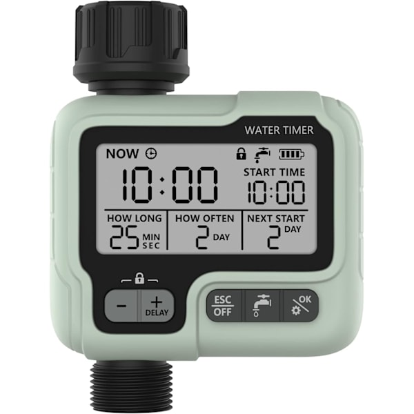 Digital Vandingstimer, Sprinkler Timer Programmerbar med Regnforsinkelse