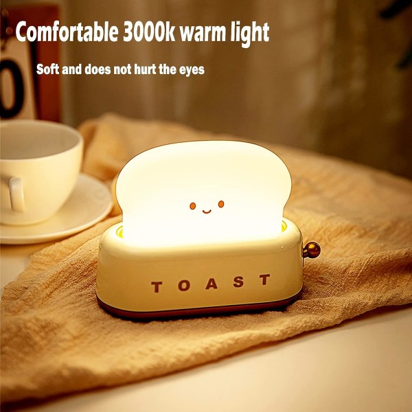 Söt Toast Nattleksak, Röd, Dimbar LED Nattleksak Uppladdningsbar D
