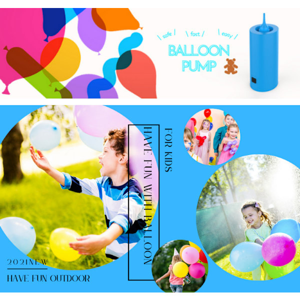 Ballongpump elektrisk, bärbar, lång ballongpump för hemmet