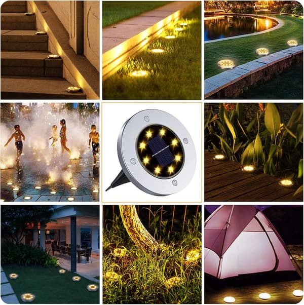 Udendørs Solcellelys, 8 LED Spot Solhavelampe Vandafvisende IP65