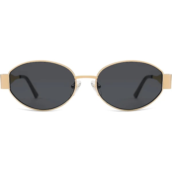 SOJOS Retro Oval Solbriller kompatibel med kvinner og menn Trendy solbriller Klassiske nyanser UV400-beskyttelse SJ1217_SSDLV DB Gold-Grey