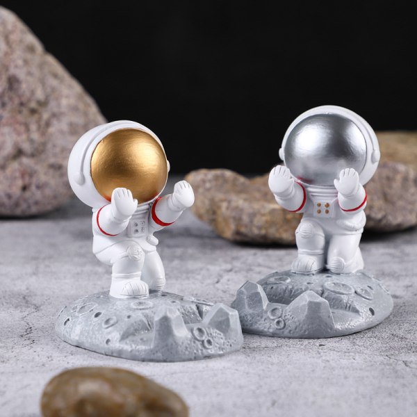 2 astronaut model mobile phone tablet stand resin storage deco