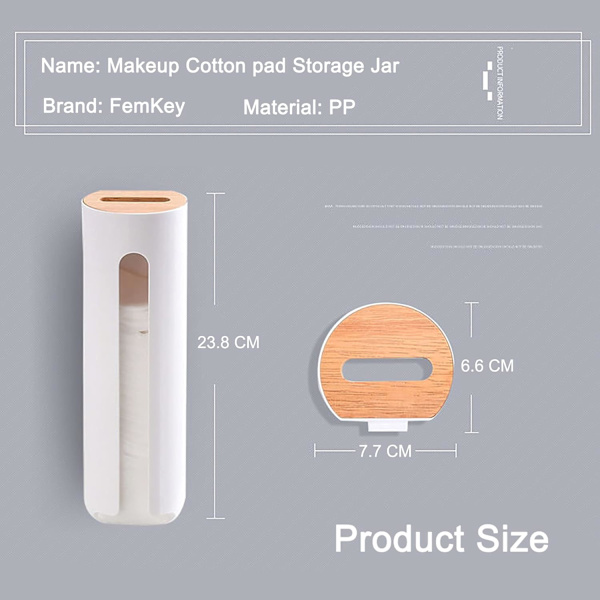 Bomulds Makeup Organizer, Bomulds Puderæske med Trælåg, Væghængt