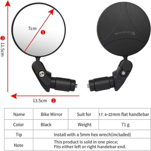 Cykelbackspeglar, 2 st Cykelbackspegel, Styrbackspegel, 3