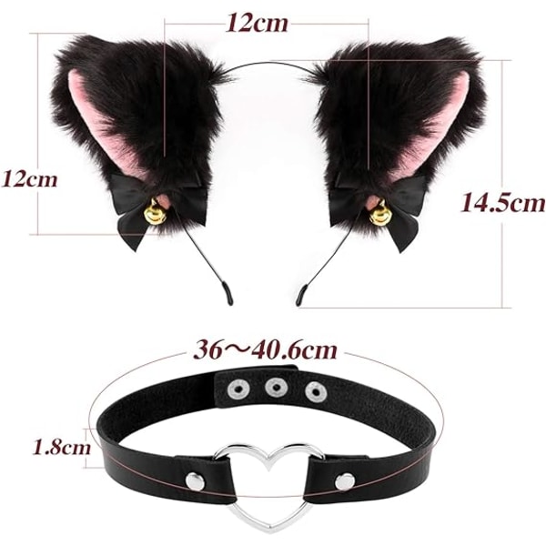Dewenwils Bent Ears Fox Pannband + Bell Choker Halsband för W DXGHC