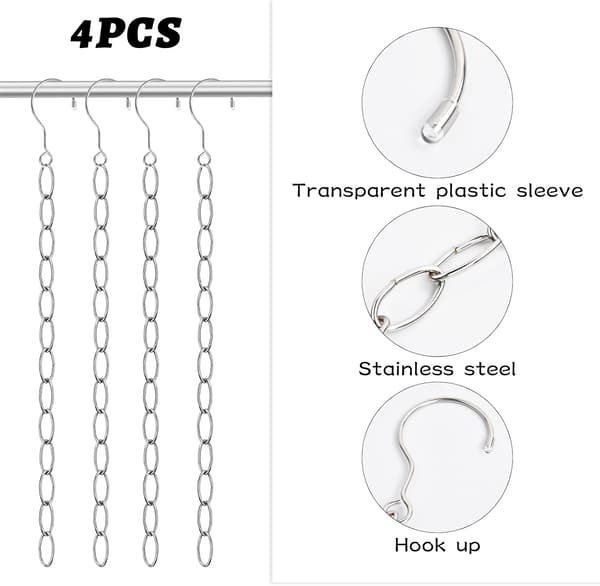 Ripustusketjut vaatteille, 4 kpl, ruostumaton teräs, Magic Chains