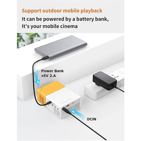 LED Hjemmekontor YG300 Projektor HD 1080P Mikro Mini Projektor