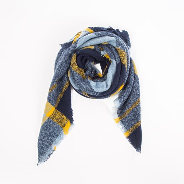 Modevinterscarf för damer, stor sjal i rutig design