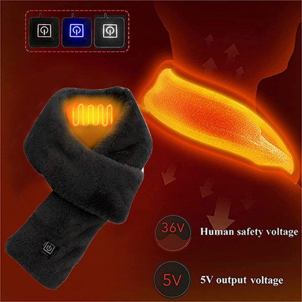 USB-uppvärmd halsduk med 3 justerbara temperaturinställningar, W