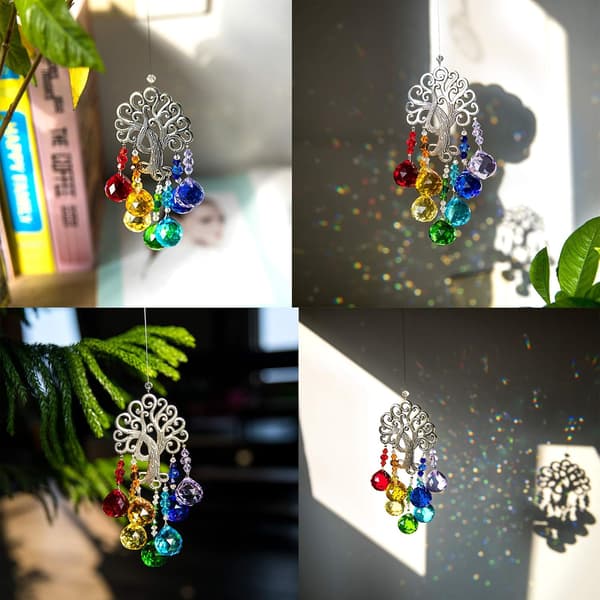 Krystall Regnbue Solfanger, Livets Tre Hengevindu Ornament