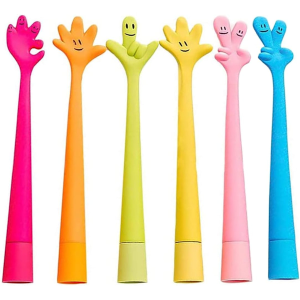 Sæt med 6 Kawaii Søde Kuglepenne, Blækpenne med Fleksibel Spids