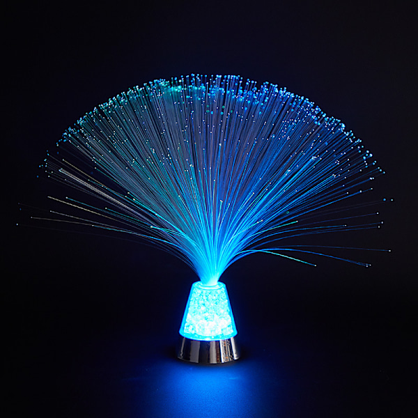 Farverig lysende base optisk fiberlampe med stjerner overalt