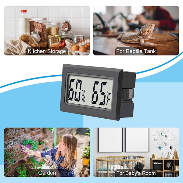 4-pak Reptil Termometer Mini Digital Luftfugtighed Temperatur M