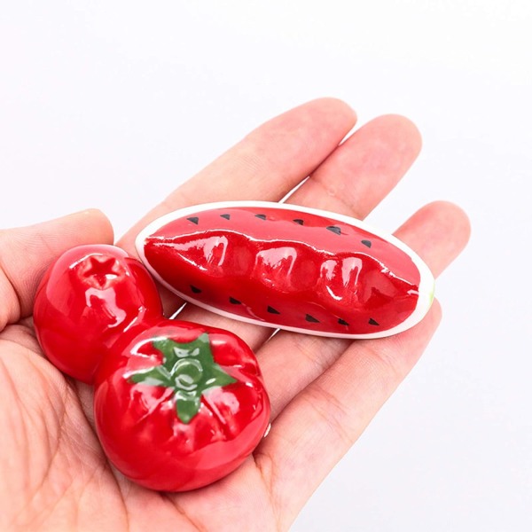 Set of 4 Ceramic Chopstick Holders for Tomatoes and Red Watermelo