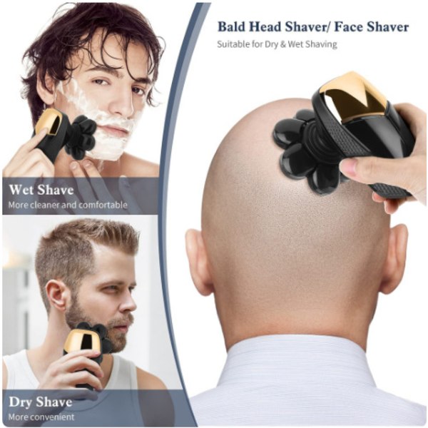 1 set sjubladiga rakhyvlar för män, hårklippare för skalligt hår, LED-skärm,