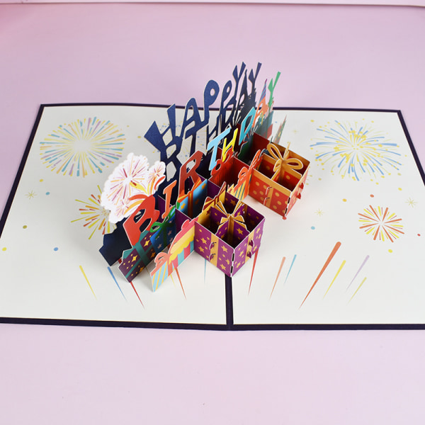 Födelsedag Pop-up-kort GRATTIS på Födelsedagen Handgjorda Paper Carving Univer