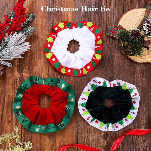 Sæt med 3 jule-scrunchies Elastiske hårbånd til kvinder DXGHC