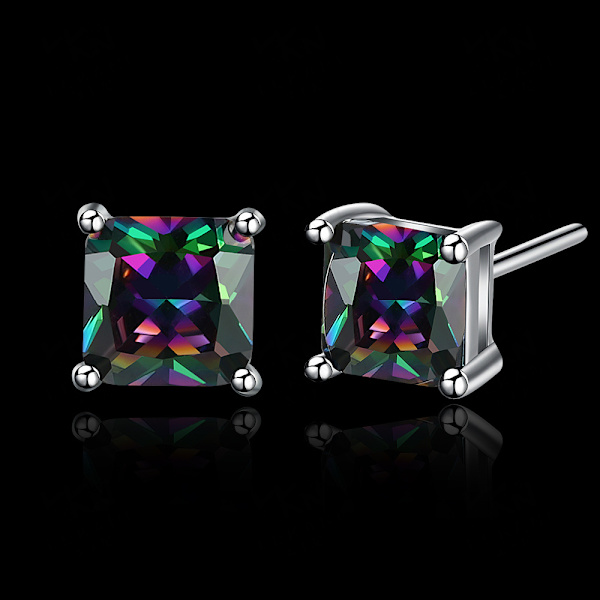 18K Hvidguldbelagte Multifarvede Sorte Cubic Zirconia Ørestik