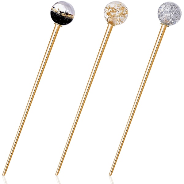 3 stk. Kvinders Lollipop Hårpinde, Elegant Planet Design Rund Bold