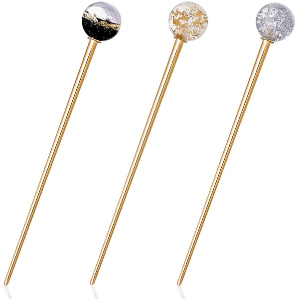 3 stk. Lollipop Hårpinner for Kvinner, Elegant Planet Design Rund Ball