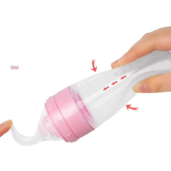 2 Baby Skjeer med Flaskefôrer og Drypp, Silikon Skjeer for Fôring