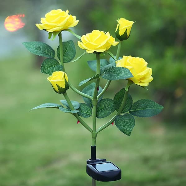 2-pakks solcelled hagebelysning med stake, utendørs dekorativ solblomst