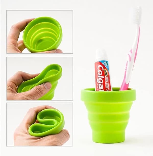 Sammenklappelig silikonekop, sammenklappelig rejsekop med plastiklåg