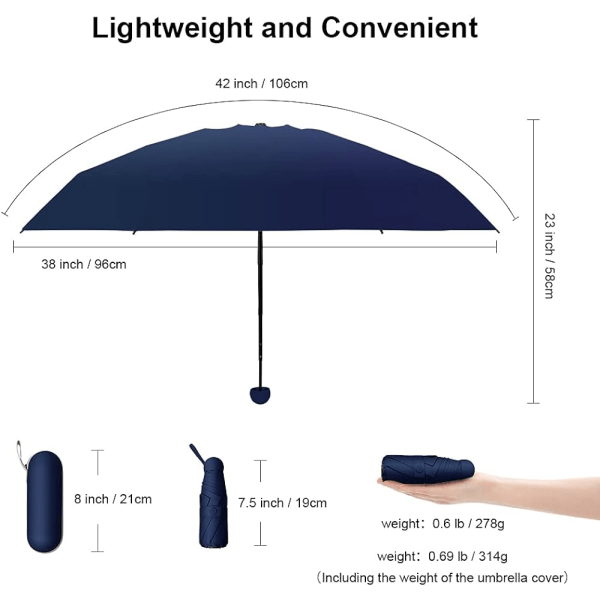 Mini Vindtæt Foldbar Rejse Paraply, Sol & Regn Paraplyer, Com