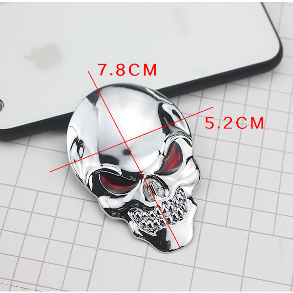 2x 3D Stor Sort Metal Skalle Skelet Ond Knogle Bil Emblem Badge D