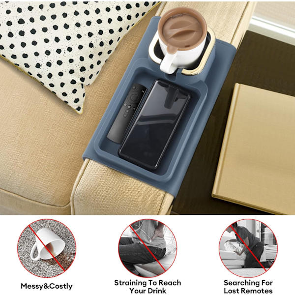 Halksäker Silikon Soffa Koppmuggbricka med Koppmugg, Recliner