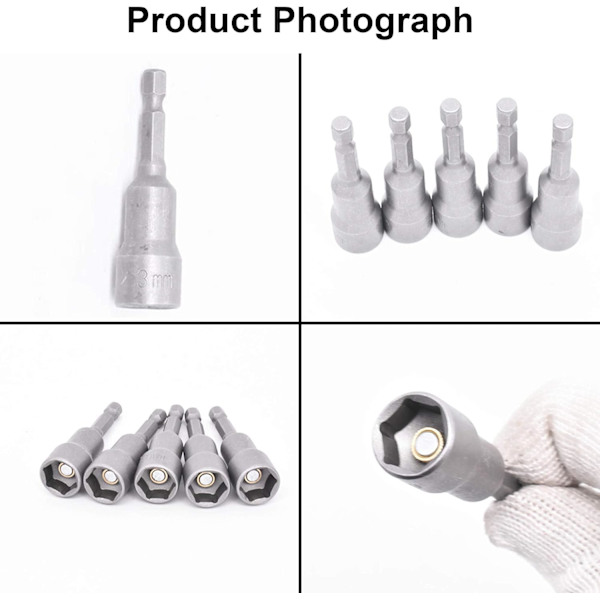 6-19mm Skrutrekker Sokkel - Bit Adapter, Hex For Hånddrill Mutter D