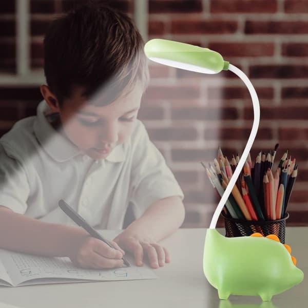 LED skrivebordslampe, Dinosaur skrivebordslampe for barn, USB-ladbare trådløs