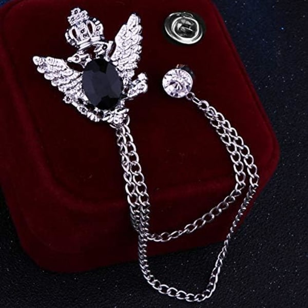 2 stk. Herre Brosche Suit Pin Badge med Kæder Brosche Spænde Kæde