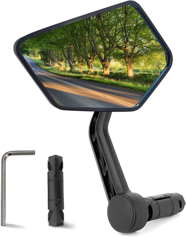 Cykelbackspegel, HD-säkert glas, extra stor spegel