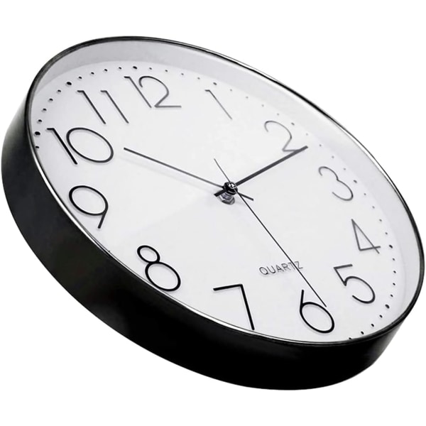 12 Inch Modern Wall Clock, Easy to Read Round Battery Operated Si