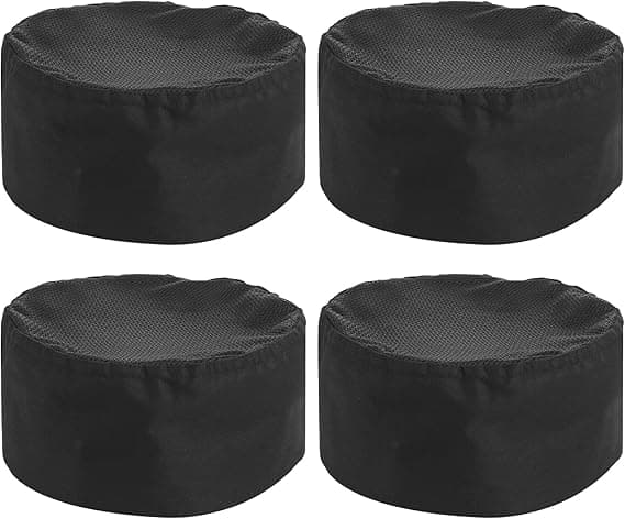 Sæt med 4 Sorte Kokkehatte Justerbar Køkken Toque Elastisk Bånd DXGHC