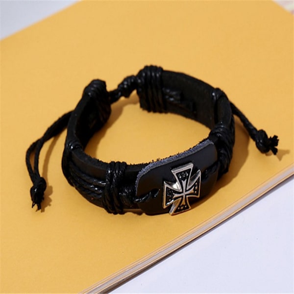 Armband med antikt romerskt kors i legering, handflätat, hyllvariant