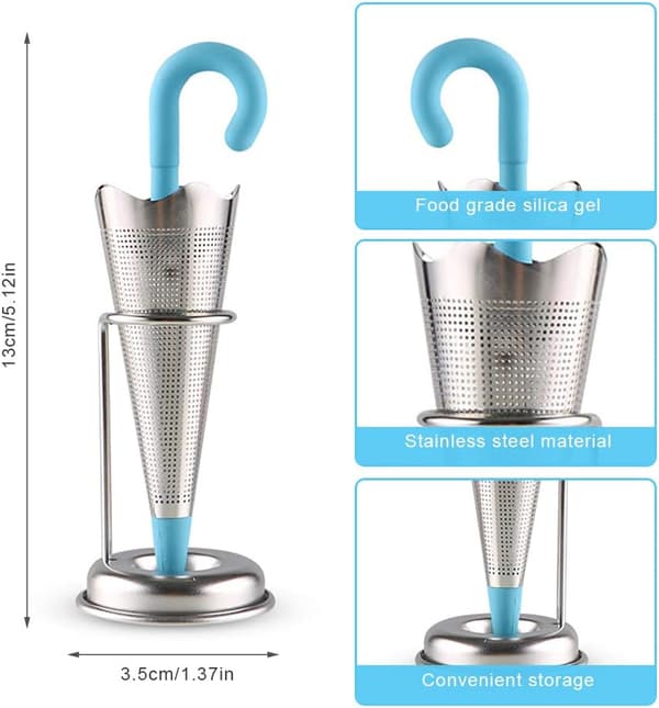 Silikon-teinfuser, Stor Blå Parasoll Livsmedelsklassad Silikon DXGHC