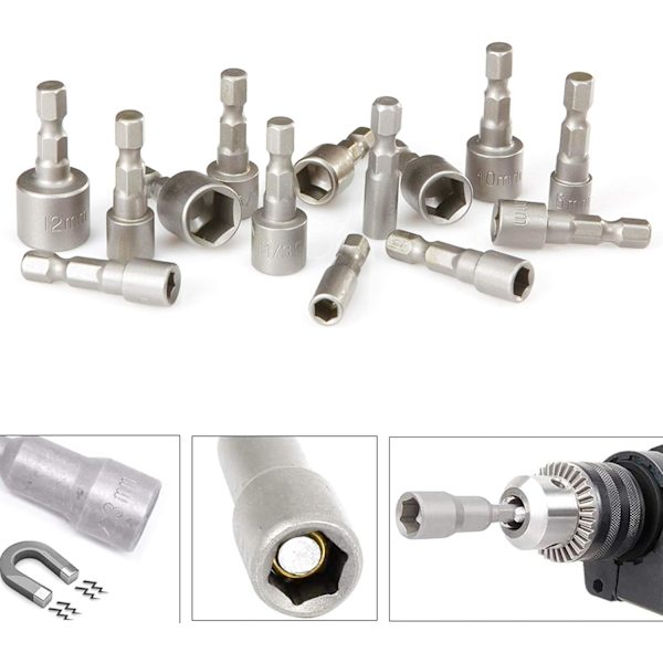6-19mm Skruetrækker Sokkel - Bits Adapter, Hex Til Håndbor Nut D