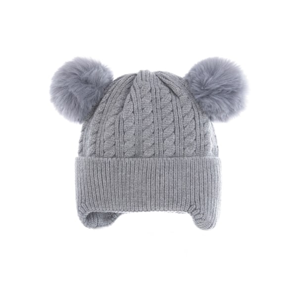 Stickad cap i fleece varm baby (grå)