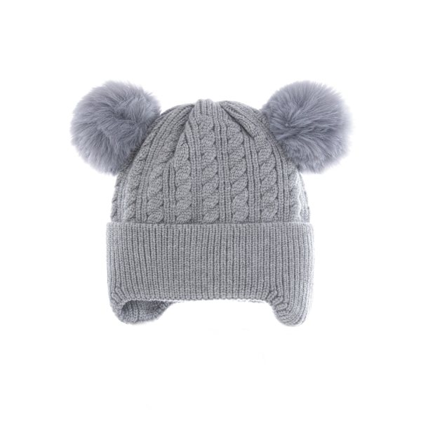 Strikket fleece-hue til børn, varm babyhue (grå)