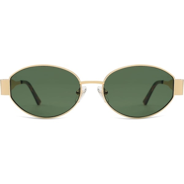 SOJOS Retro Oval Aurinkolasit Yhteensopivat Naisille Ja Miehille Trendikkäät Aurinkolasit Klassiset Sävyt UV400-Suoja SJ1217_SSDLV DB Shiny Gold-Green