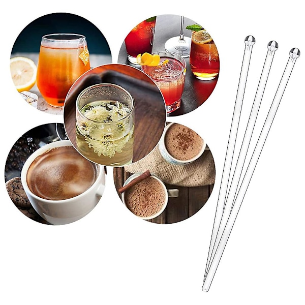 100 st Klar Cocktail Paddle Drink Bar Rör Plast Runda Topp Swizzle Sticks