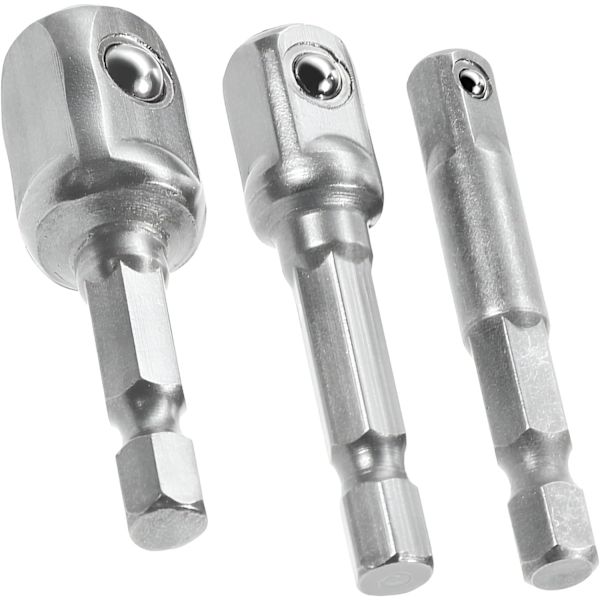 3-pack Universal Hex-hylsadapter 1/2\", 1/4\", 3/8\", Justerbar