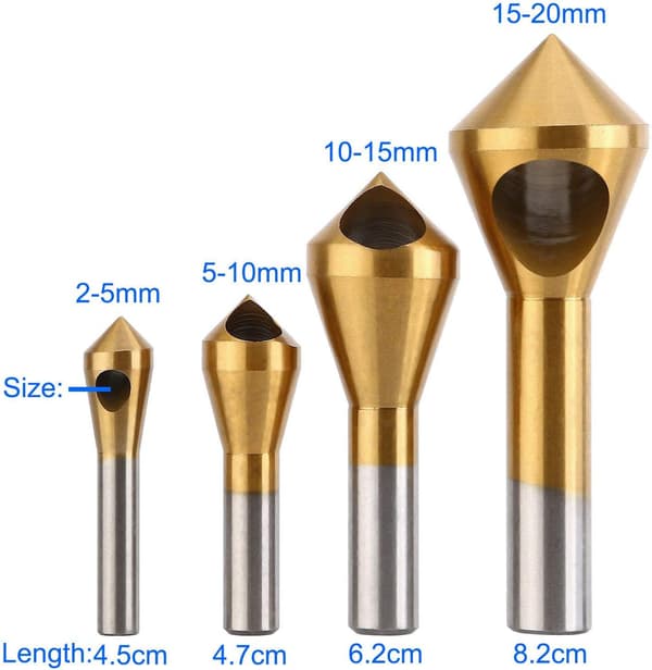 4 st Countersink Avfasningsverktyg HSS Konisk Borr för Trä