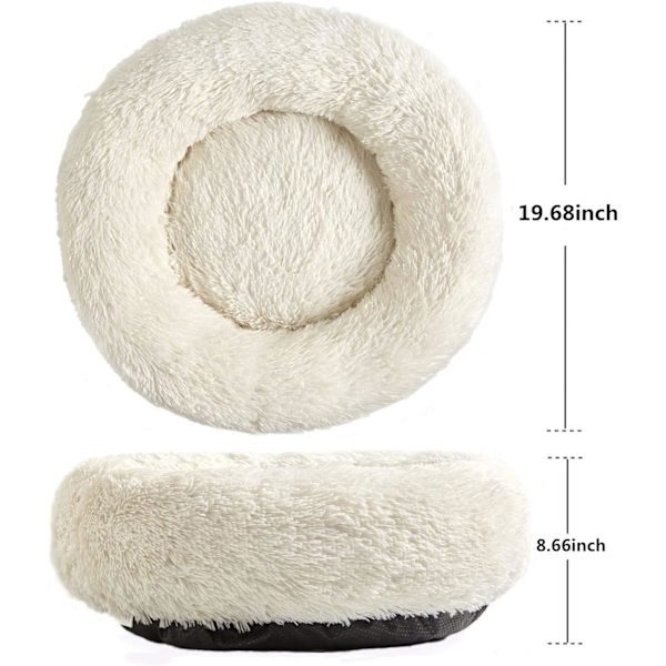 Pyöreä Lemmikkieläinten Vuode, Koirien ja Kissojen, Pesu, Liukumaton, 50 cm, Valkoinen