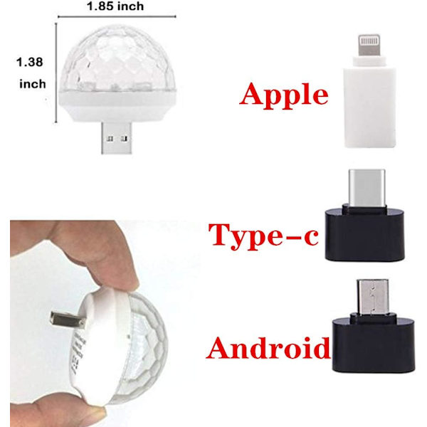 USB Mini Diskoteklys, Scene DJ Lys, Boolian, Magic Ball Lys
