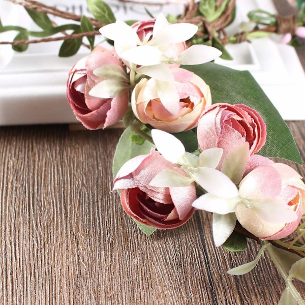 Blomsterkrans for brud - Justerbar høstkrans med blomster til hår