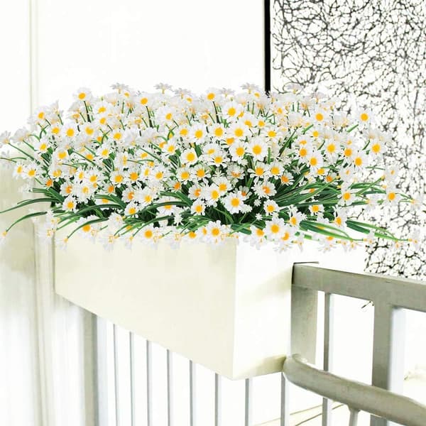 4 stk. Kunstige Margueritblomster, Plastik Kunstige Blomster, UV-resistent