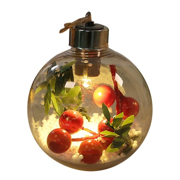 6 stk 8cm Julekule med LED Lys, Klar Julekule, Juletrepynt